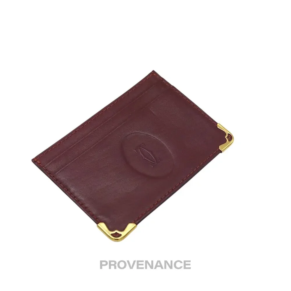 🔴 Cartier Card Holder Wallet - Burgundy Red Leather
